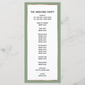 Elegant Salie Roos Goud Koper Palmboom Bruiloft Programmakaart (Achterkant)