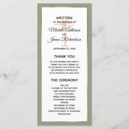 Elegant Salie Roos Goud Koper Palmboom Bruiloft Programmakaart