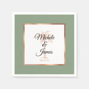 Elegant Salie Roos Gouden Palm Tropische bruiloft Servet