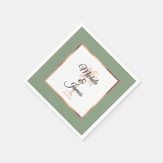 Elegant Salie Roos Gouden Palm Tropische bruiloft Servet (Hoek)