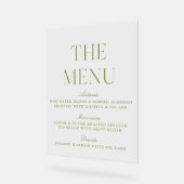 Elegant Saliegroen Acryl Trouw Menu Bord (Hoek)