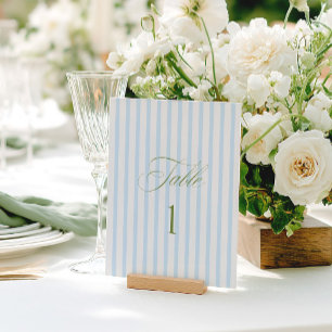 Elegant Saliegroen & Blauw Trouw Tafelnummer