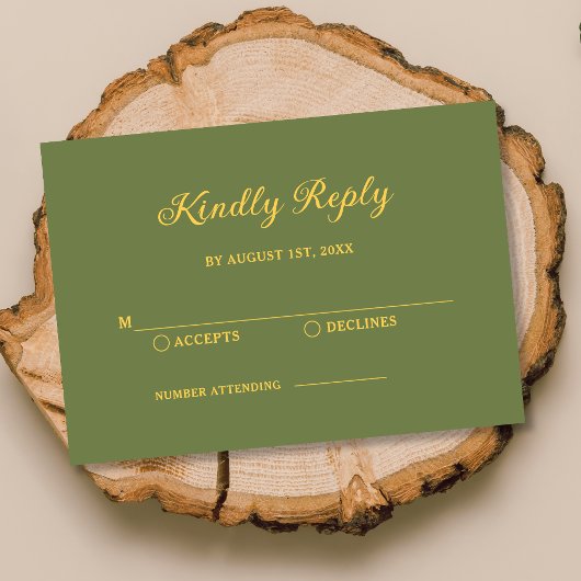 Elegant Saliegroen en Gouden Trouw RSVP