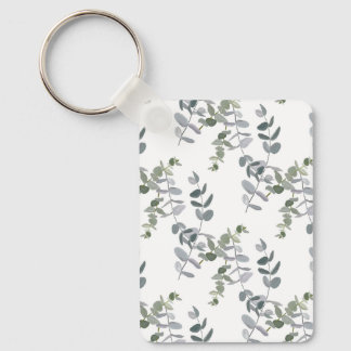 Elegant saliegroen eucalyptusbladerenpatroon sleutelhanger