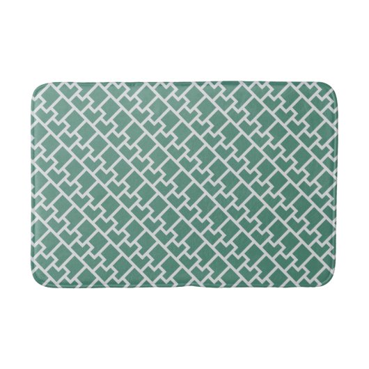 Elegant Saliegroen Geometrisch Patroon Badmat (Voorkant)