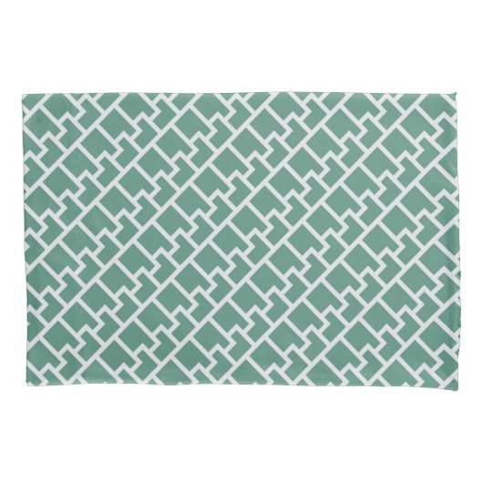 Elegant Saliegroen Geometrisch Patroon Kussensloop (Voorkant)