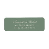 Elegant Saliegroen Huwelijksretouradres Etiket (Voorkant)