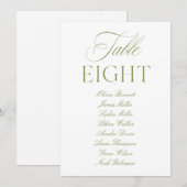 Elegant Saliegroen & Wit Trouwtafelnummer Kaart (Voorkant / Achterkant)