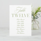 Elegant Saliegroen & Witte Trouwtafel Nummer Kaart (Staand voorkant)