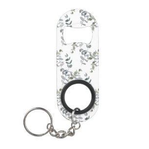 Elegant Saliegroene Eucalyptusbladeren Patroon Mini Flessenopener