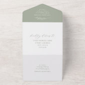 Elegant Saliegroene Kalligrafie Schrift Huwelijk All In One Uitnodiging (Buitenkant)