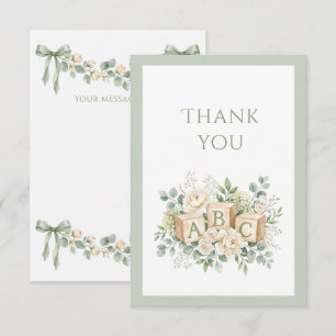 Elegant Saliegroene Lint Vintage Gepersonaliseerd Bedankkaart