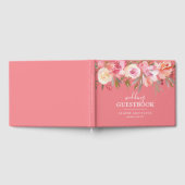 Elegant Salmon Pink Floral Waterverf Wedding Gastenboek (Volledig)