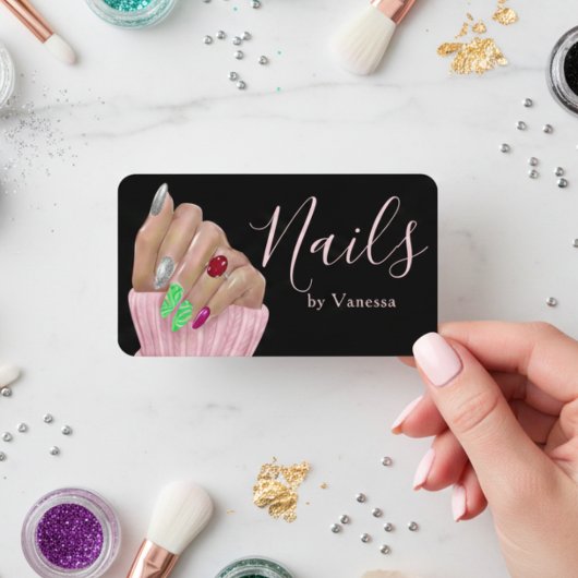 Elegant Salon Branding Premium Nail Artist Visitekaartje