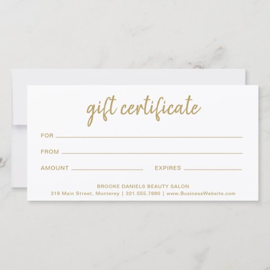 Elegant Salon Business Black Gold Cadeaubon (Achterkant)