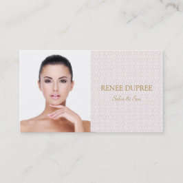 Elegant Salon en Spa Pink Lattice Photo Card Visitekaartje