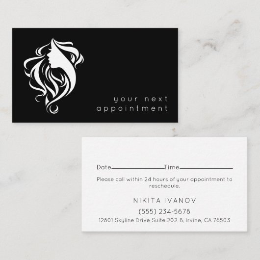 Elegant Salon Haarstylist Logo Benoeming Visitekaartje (Voorkant / Achterkant)