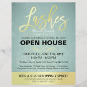 Elegant Salon Open House Flyer Gold & Blue Damask (Voorkant)