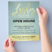 Elegant Salon Open House Flyer Gold & Blue Damask (Hand)