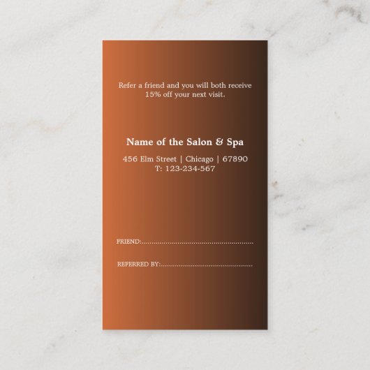 Elegant Salon & Spa Referral Card (Achterkant)