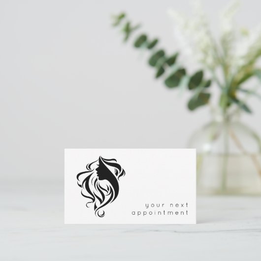Elegant Salon Stylist Logo Benoeming Visitekaartje (Staand voorkant)