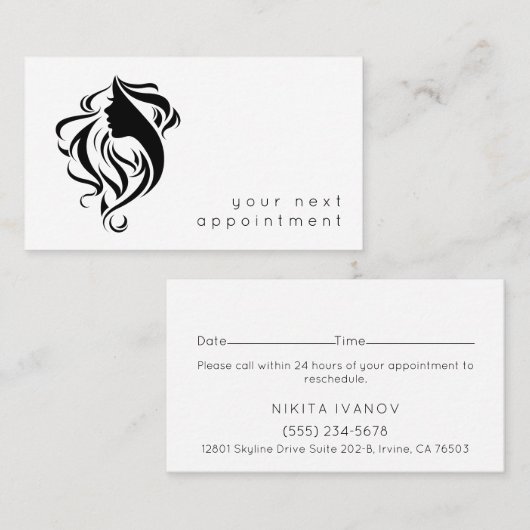 Elegant Salon Stylist Logo Benoeming Visitekaartje (Voorkant / Achterkant)