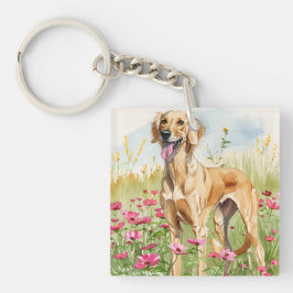 Elegant Saluki Dog Watercolor Art Print Decor Sleutelhanger