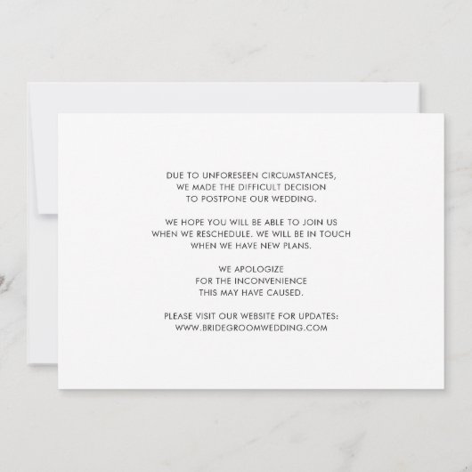 Elegant Same Love New Plans Change of Date Photo Aankondiging (Achterkant)