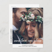 Elegant Same Love New Plans Change of Date Photo Aankondigingskaart (Voorkant / Achterkant)