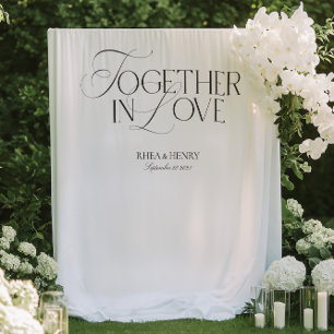 Elegant Samen in Liefde Trouw Welkom Banner Wandkleed