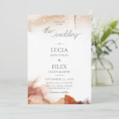 Elegant Sample Oranje Waterverf Ink Wedding Kaart (Staand voorkant)