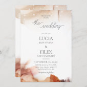 Elegant Sample Oranje Waterverf Ink Wedding Kaart (Voorkant / Achterkant)