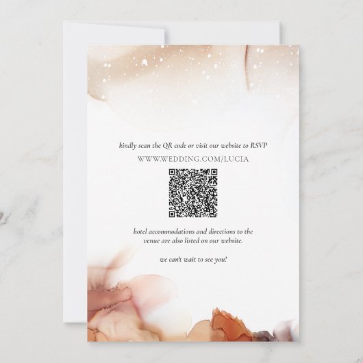 Elegant Sample Oranje Waterverf Ink Wedding Kaart (Achterkant)