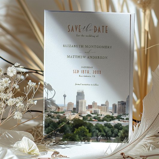 Elegant San Antonio, Texas Save-the-Date Kaart