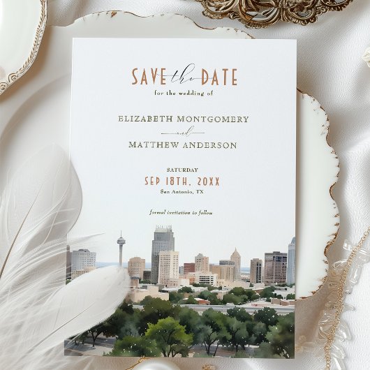 Elegant San Antonio, Texas Save-the-Date Kaart