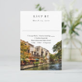 Elegant San Antonio Watercolor Wedding RSVP Kaartje (Staand voorkant)