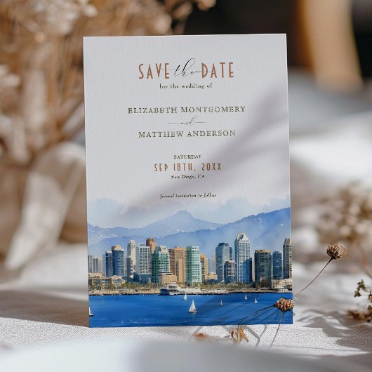 Elegant San Diego, Californië Save-the-Date Kaart