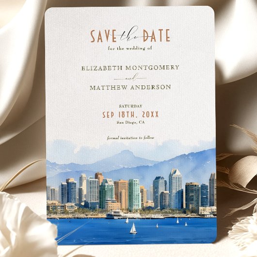 Elegant San Diego, Californië Save-the-Date Kaart