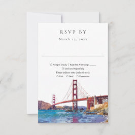 Elegant San Francisco Watercolor Wedding RSVP Kaartje