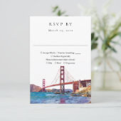 Elegant San Francisco Watercolor Wedding RSVP Kaartje (Staand voorkant)