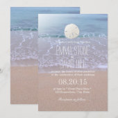 Elegant Sand Dollar Beach Wedding Invitations Kaart (Voorkant / Achterkant)
