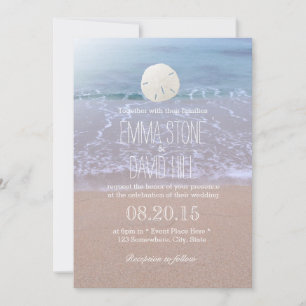 Elegant Sand Dollar Beach Wedding Invitations Kaart