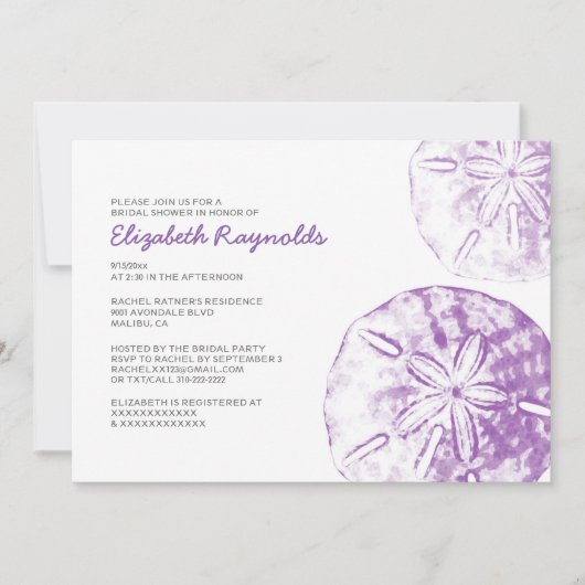 Elegant Sand Dollar Bridal Shower Invitations Kaart (Voorkant)
