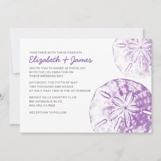 Elegant Sand Dollar Wedding Invitations Kaart (Voorkant)