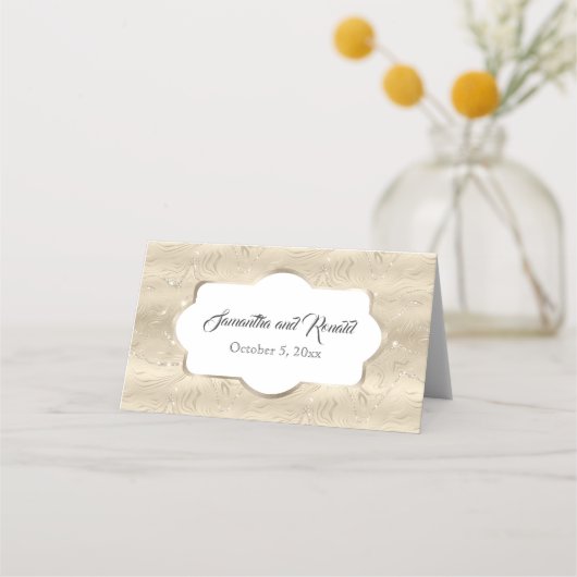 Elegant Sandy Gold Faux Folie Bruiloft Plaatskaartje (Achterkant)