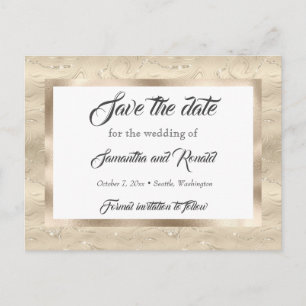 Elegant Sandy Gold Faux Folie Bruiloft Save the da Aankondigingskaart
