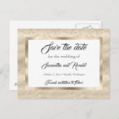 Elegant Sandy Gold Faux Folie Bruiloft Save the da Aankondigingskaart (Voorkant / Achterkant)