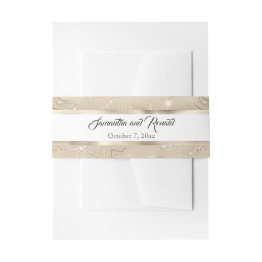 Elegant Sandy Gold Faux Folie Bruiloft Uitnodigingen Wikkel (Voorkant Voorbeeld)