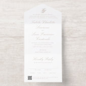 Elegant Sandy Neutral QR Code Traditional Wedding All In One Uitnodiging (Binnenkant)