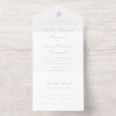 Elegant Sandy Neutral Traditional Wedding All In One Uitnodiging (Binnenkant)